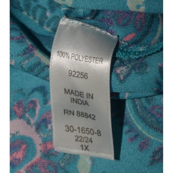 Woman Within Women's Floral Paisley Tunic Blouse Plus Size1X V-Neck 3/4 Sleeve - Picture 11 of 12